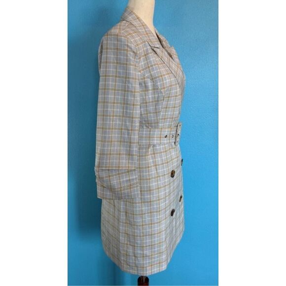 Adelyn Rae Sydney Blue Plaid Button Front Coat Shirt Dress Lined Extra Button S - Picture 5 of 12